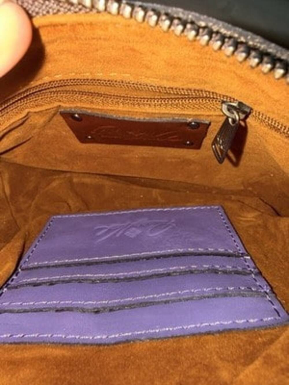 Patricia Nash Cavo Border Tooled Collection Amethyst Small Zip Crossbody Bag - Picture 7 of 8